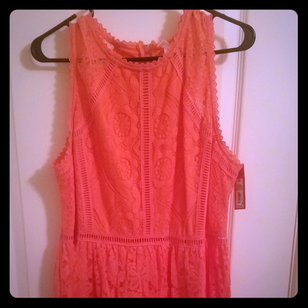 Coral lace dress